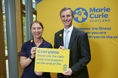 Liam McArthur MSP with Marie Curie Clinical Services Manager Jennifer Gallagher.