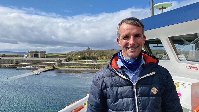 Liam McArthur on a ferry