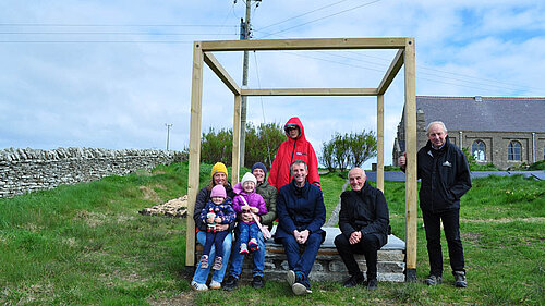 Liam at the opening of the Shapinsay Reflective Space